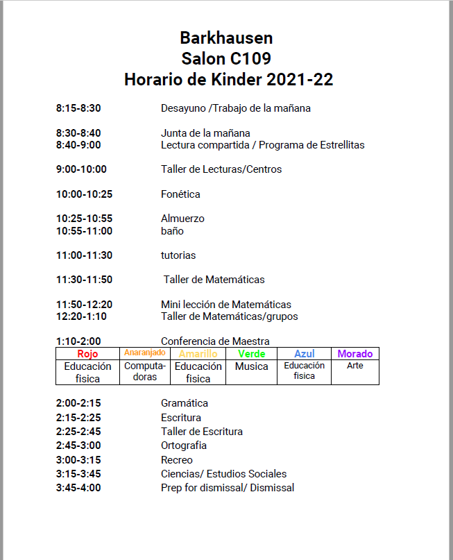 Horario